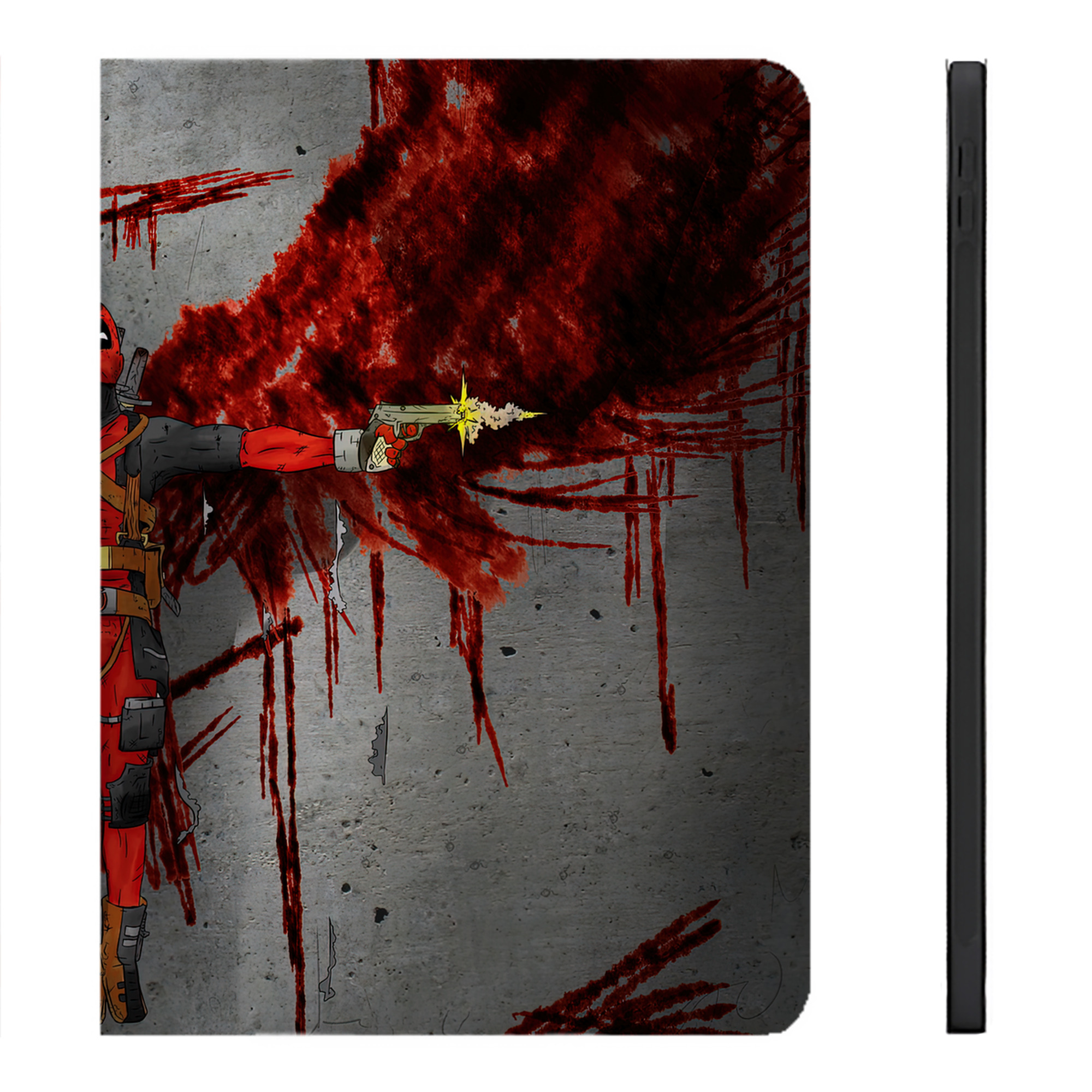 （画像用） Deadpool デッドプール IPadケース ペンホルダー付き ブックスタイルデザイン